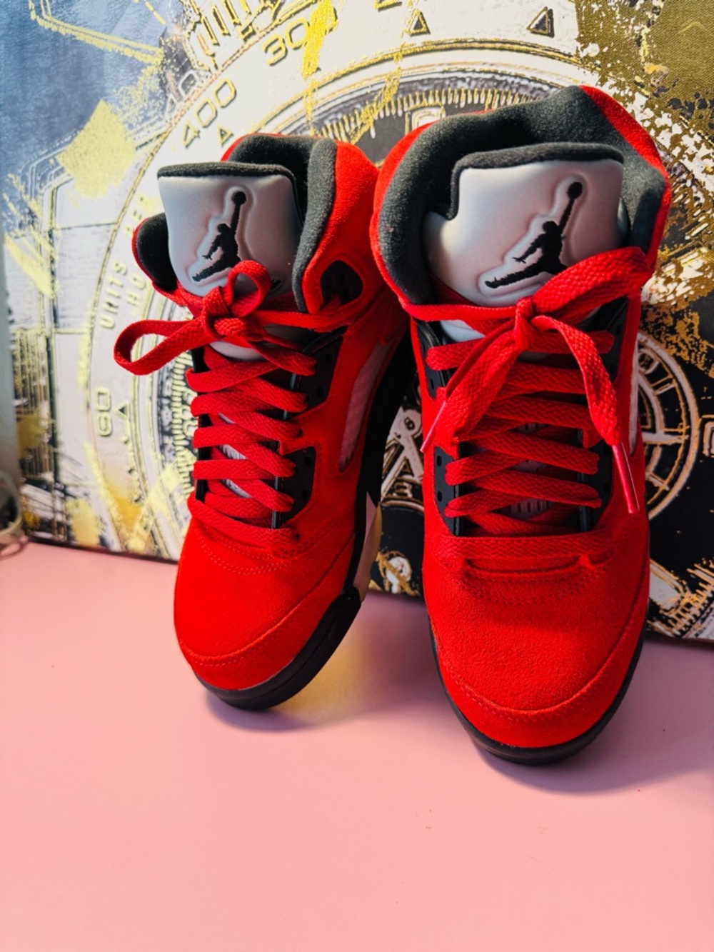 Air Jordan 5 Retro Raging Bull Red and Black Sneakers